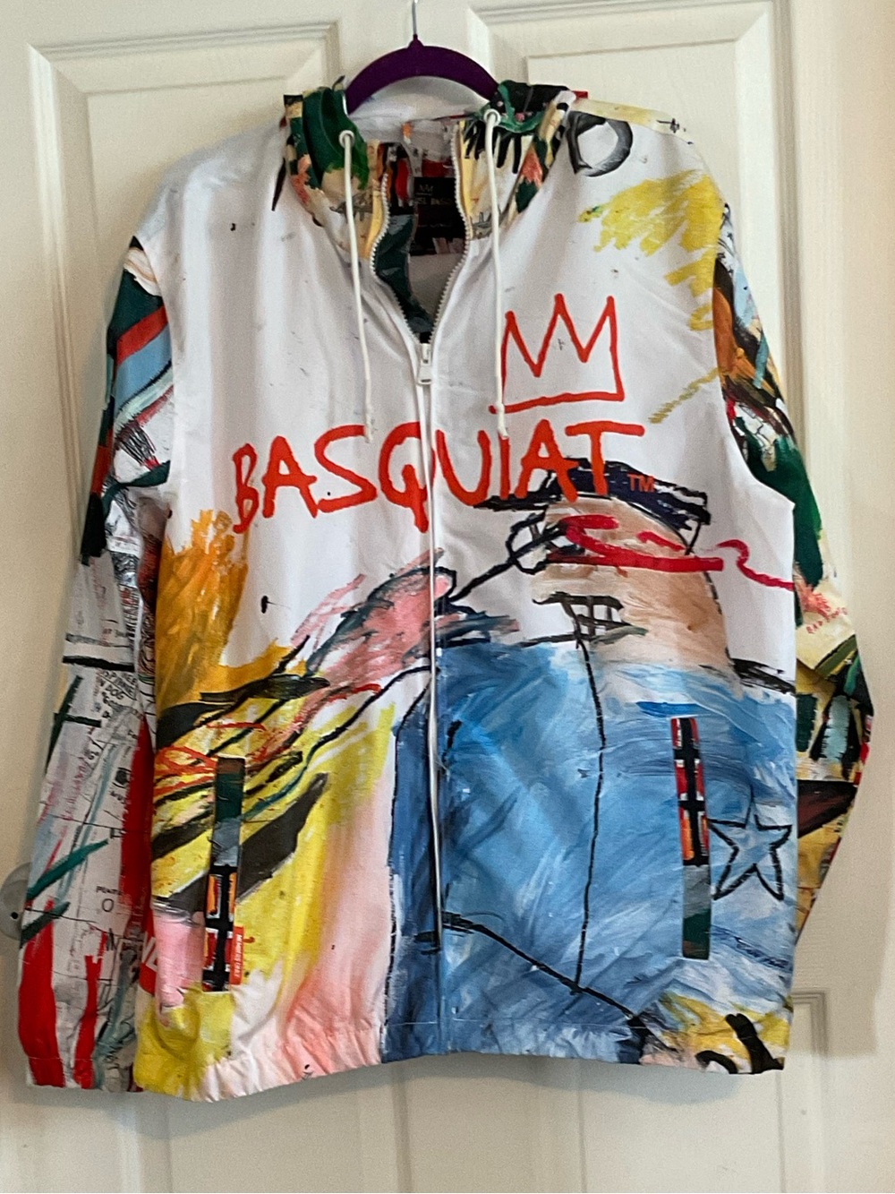 Members Only Jean-Michel Basquiat Windbreaker Art Graffiti Jacket, Large NWOT - Picture 5 of 10